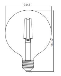 Bombilla Lumiere Decor LED redonda E27 filamento blanco cálido 2700K cristal ahumado 95mm - Juego de 3