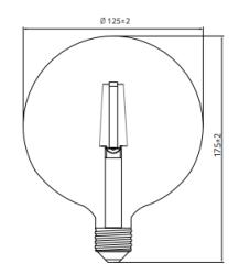 Bombilla Lumiere Decor LED redonda E27 filamento blanco cálido 2700K cristal ahumado 125mm - Juego de 2