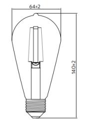 Bombilla Lumiere Decor Edison led E27 filamento vela 1800K cristal ahumado 64mm - Juego de 4