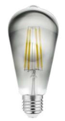 Bombilla Lumiere Decor Edison led E27 filamento blanco cálido 2700K cristal ahumado 64mm - Juego de 4