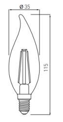Bombilla Lumiere Decor vela led filamento E14 blanco neutro 3000K blanco leche 35mm - Juego de 6