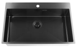 Pure.Sink Luxion PVD Grote Zwarte spoelbak 78x50 cm Tapwing met kraangatbank PLX7850T-63