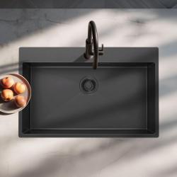 Pure.Sink Luxion PVD Grote Zwarte spoelbak 78x50 cm Tapwing met kraangatbank PLX7850T-63