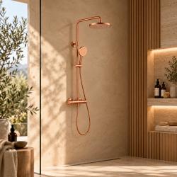 Aquanello Eterna Thermostatische Douchekolom 20 cm Regendouche Koper ET-S-SET10-1-62-japandi