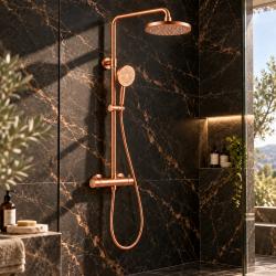 Aquanello Eterna Thermostatische Douchekolom 20 cm Regendouche Koper ET-S-SET10-1-62-marble