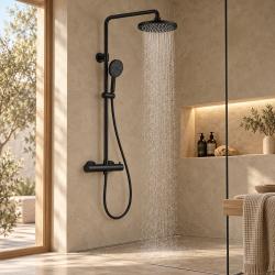Aquanello Eterna Thermostatische Douchekolom 20 cm Regendouche Zwart PVD ET-S-SET10-1-10-japandi