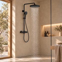 Aquanello Eterna Thermostatische Douchekolom 25 cm Regendouche Mat Zwart ET-S-SET10-2-10