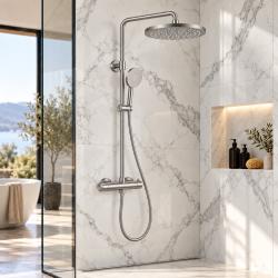 Aquanello Eterna Thermostatische Douchekolom 30cm Regendouche RVS ET-S-SET10-3-02-white-marble