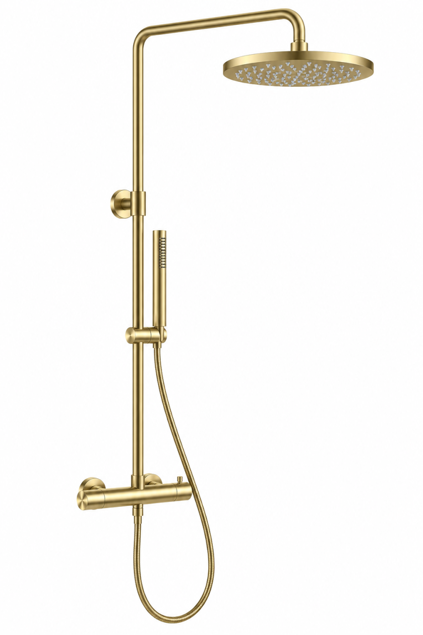 Aquanello Eterna Thermostatische Douchekolom 25 cm Regendouche Goud ET-S-SET10-5-60