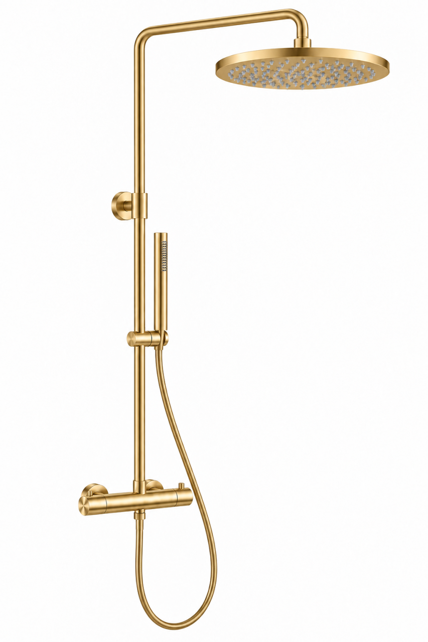 Aquanello Eterna Thermostatische Douchekolom 30 cm Regendouche Goud ET-S-SET10-6-60