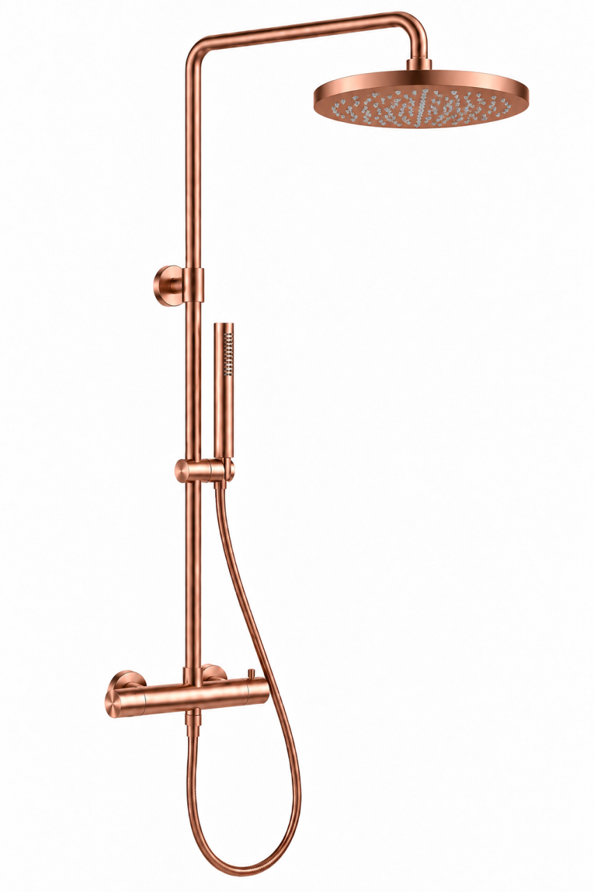 Aquanello Eterna Thermostatische Douchekolom 25 cm Regendouche Koper ET-S-SET10-5-62