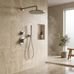 Aquanello Eterna Edelstahl Einbau Thermostatisches Duschset 30 cm Regendusche und Handdusche ET-S-SET3-3-02