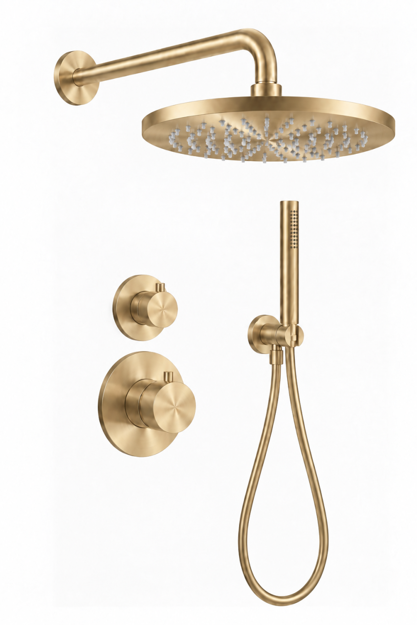 Aquanello Eterna Inbouw Thermostatische Doucheset PVD Goud 25 cm Regendouche en Handdouche ET-S-SET3-2-60
