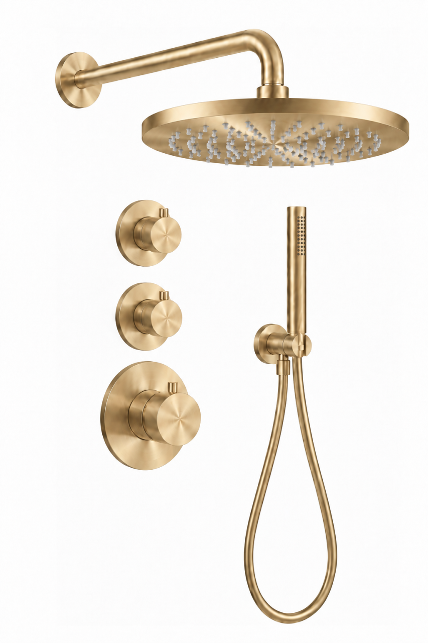 Aquanello Eterna Inbouw Thermostatische Doucheset PVD Goud 30 cm Regendouche en Handdouche ET-S-SET3-3-60