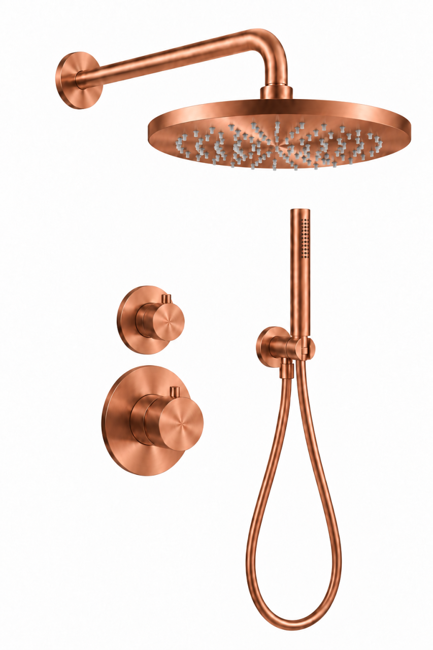 Aquanello Eterna Inbouw Thermostatische Doucheset PVD Koper 25 cm Regendouche en Handdouche ET-S-SET3-2-62