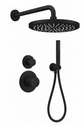Aquanello Eterna Inbouw Thermostatische Doucheset Mat Zwart 25 cm Regendouche en Handdouche ET-S-SET3-2-10