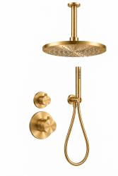 Aquanello Eterna Inbouw Thermostatische Doucheset PVD Goud met Plafondarm 20 cm Regendouche en Handdouche ET-S-SET4-1-60