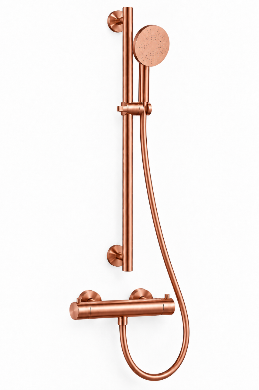 Aquanello Eterna PVD Copper Thermostatic Shower Set with Sliding Rod and Round Hand Shower ET-S-SET9-2-62