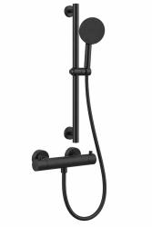 Aquanello Eterna Thermostatic Shower Set Matte Black with Shower Rod and Round Hand Shower ET-S-SET9-2-10