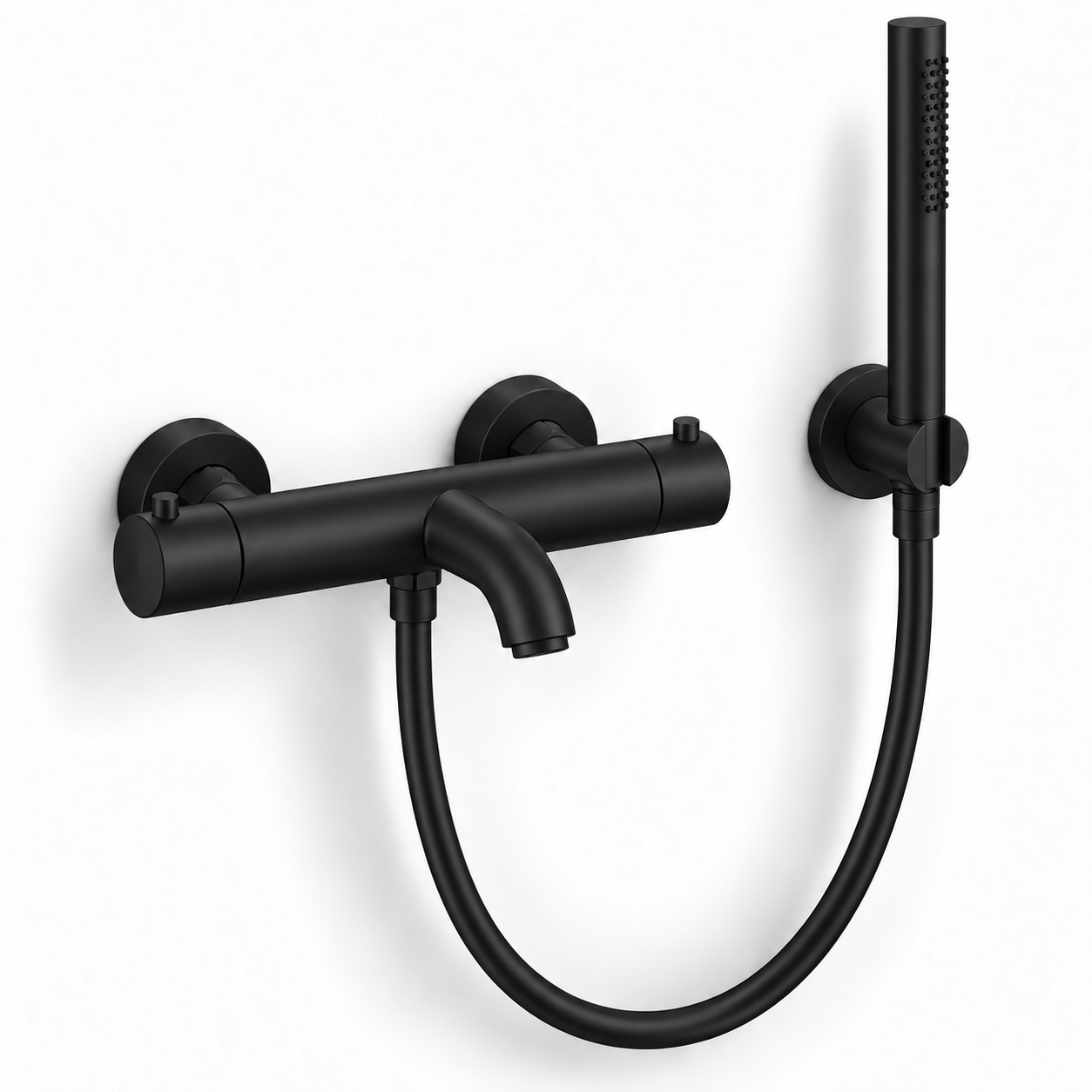 Aquanello Eterna Thermostatic Surface-Mounted Bath Faucet Matte Black with Handheld Showerhead ET-B-SET1-1-10