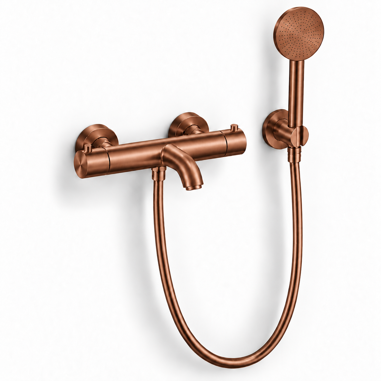 Aquanello Eterna Thermostatic Surface Mounted Bath Faucet PVD Copper with Round Hand Shower ET-B-SET1-2-62