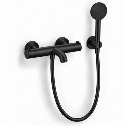 Aquanello Eterna Thermostatic Surface-Mounted Bath Faucet Matte Black with Round Hand Shower ET-B-SET1-2-10