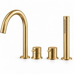 Aquanello Eterna 4-Hole Bath Faucet PVD Gold with Hand Shower ET-B-SET5-1-60