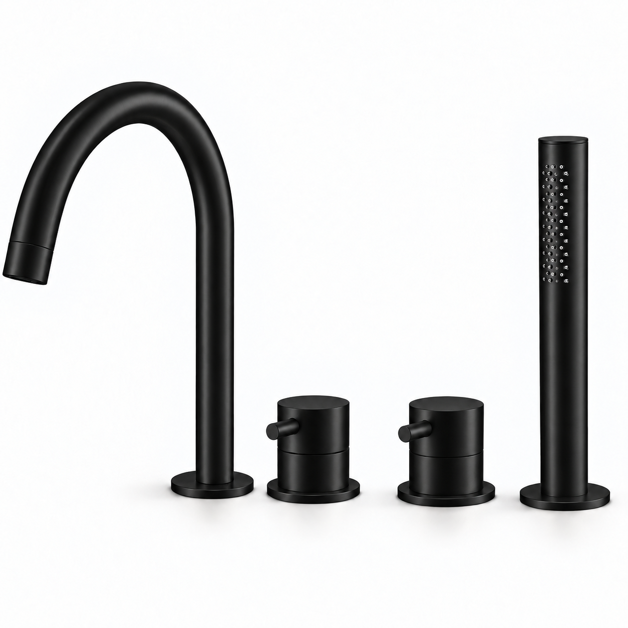 Aquanello Eterna 4-Hole Bath Faucet Matte Black with Hand Shower ET-B-SET5-1-10