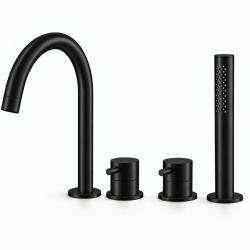 Aquanello Eterna 4-Hole Bath Faucet Matte Black with Hand Shower ET-B-SET5-1-10