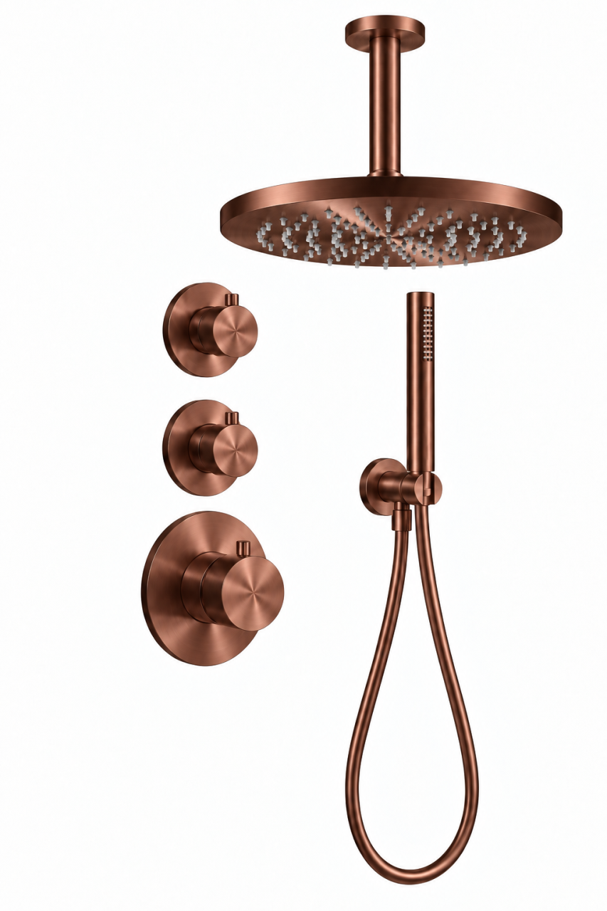 Aquanello Eterna Inbouw Doucheset PVD Koper Thermostaat 2 Stopkranen ET-S-SET2-1-62