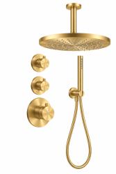 Aquanello Eterna Built-In Shower Set PVD Gold Thermostat 2 Shut-Off Valves 25 cm ET-S-SET2-2-60