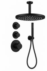 Aquanello Eterna Inbouw Doucheset Mat Zwart Thermostaat 2 Stopkranen 30 cm ET-S-SET2-3-10
