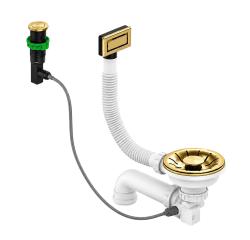 Pure.Sink Universal Gold Automatic Basket Plug Set Sink Drain Set Including Rectangular Overflow WSTPOP-RT-60