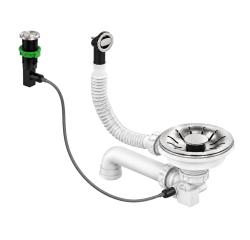 Pure.Sink Universal automatische korfplugset Goud, afvoerset spoelbak incl. ronde overloop WSTPOP-RN-60 (kloon)