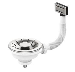 Pure.Sink Universal Stainless Steel Basket Plug Set Sink Drain Set incl. Rectangular Overflow WSTPAN-RT-02