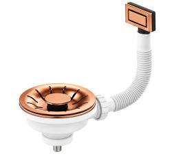 Pure.Sink Universal Copper drain plug set sink drain set including rectangular overflow WSTPAN-RT-62