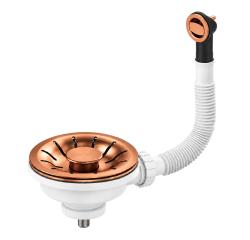 Pure.Sink Universal Copper Drain Plug Set Sink Drain Set incl. Round Overflow WSTPAN-RN-62