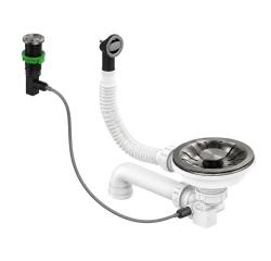 Pure.Sink Universal automatische korfplugset Gun Metal, afvoerset spoelbak incl. ronde overloop WSTPOP-RN-61