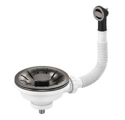 Pure.Sink Universal Gun Metal drain plug set, sink drain set including round overflow WSTPAN-RN-61