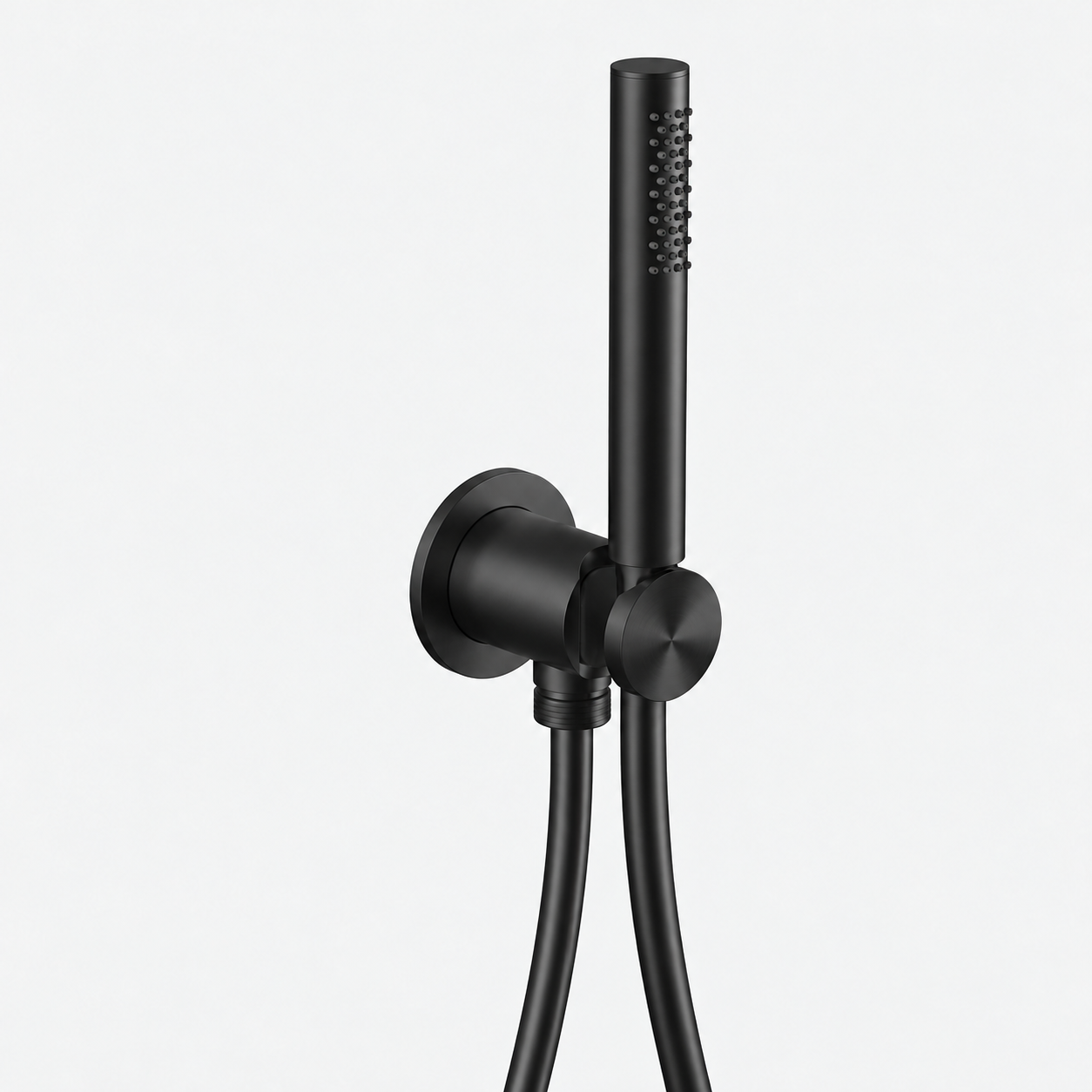 Aquanello Eterna Conjunto de chuveiro de mão em preto mate com ligação de água e chuveiro de mão com haste ET-S-SET13-1-10