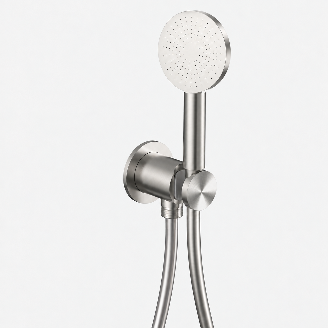 Aquanello Eterna Conjunto de chuveiro de mão em aço inoxidável com ligação de água e chuveiro de mão redondo ET-S-SET13-2-02