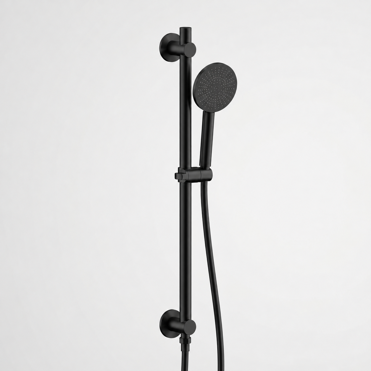 Aquanello Eterna Conjunto de barra deslizante em preto mate com abastecimento de água e chuveiro de mão redondo ET-S-SET15-2-10