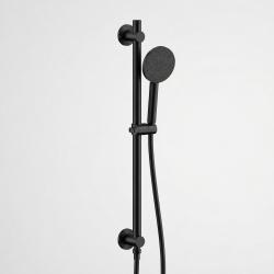 Aquanello Eterna Matte Black Sliding Rod Set with Water Supply and Round Hand Shower ET-S-SET15-2-10