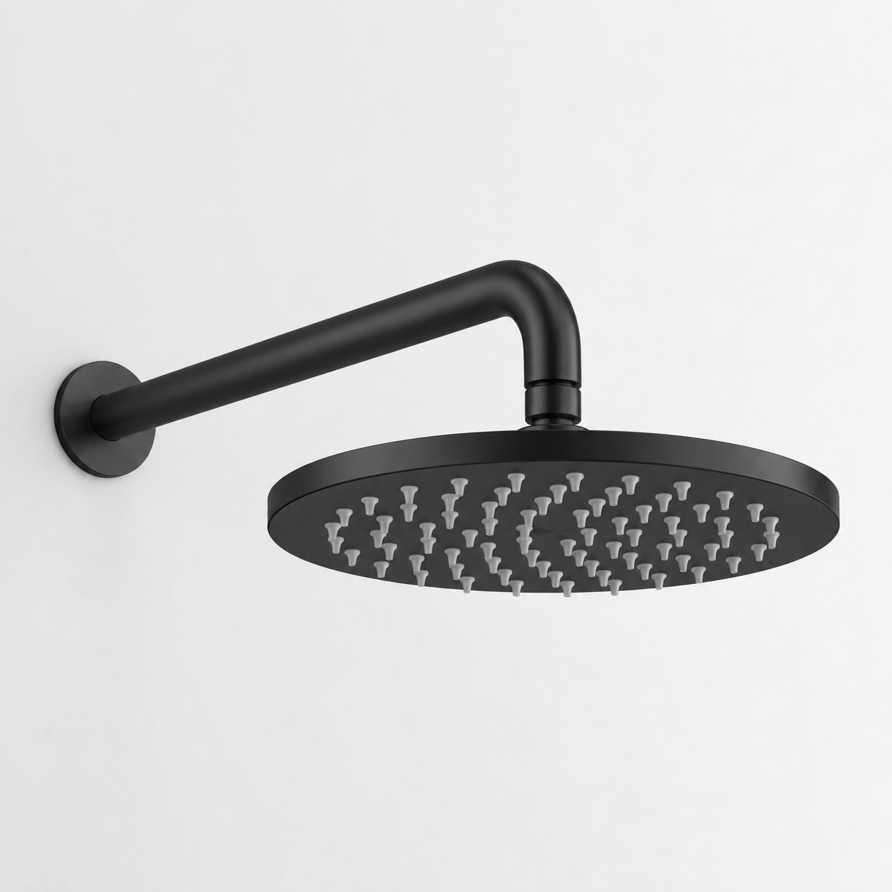 Aquanello Eterna Chuveiro de chuva preto mate de 20 cm com braço de chuveiro de parede de 39 cm ET-S-SET16-1-10