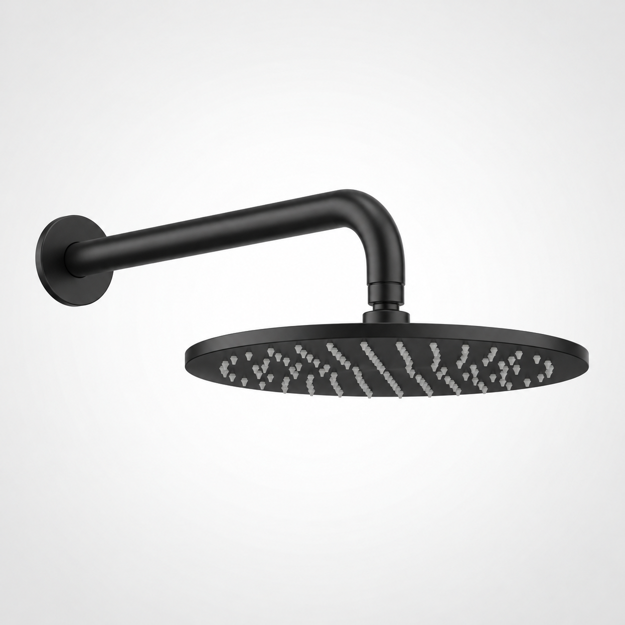 Aquanello Eterna Chuveiro de chuva preto mate de 25 cm com braço de chuveiro de parede de 39 cm ET-S-SET16-2-10