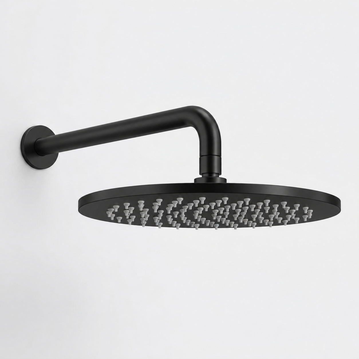 Aquanello Eterna Chuveiro de chuva preto mate de 30 cm com braço de chuveiro de parede de 39 cm ET-S-SET16-3-10