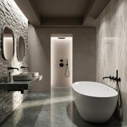 Aquanello Eterna Matte Black Built-In Bath Set with 2 Mixer Faucets 18 cm Bath Spout and Handheld Shower ET-B-SET4-1-10