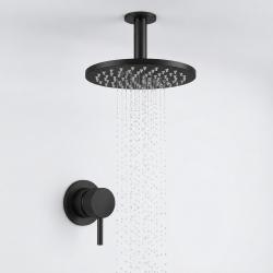 Aquanello Eterna Mattschwarzes Einbau-Duschset mit Mischbatterie Regendusche 20 cm und Deckenarm 25 cm ET-S-SET7-4-10