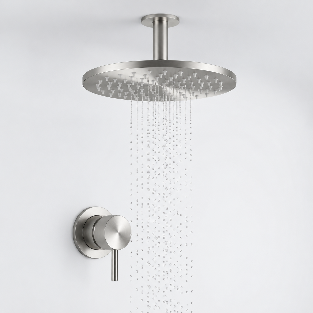 Aquanello Eterna Stainless Steel Flush-Mount Shower Set with Mixer Faucet 25 cm Rain Showerhead and 25 cm Ceiling Bracket ET-S-SET7-5-02