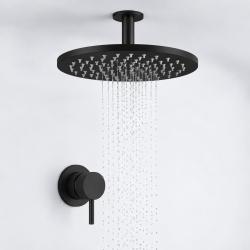 Aquanello Eterna Mattschwarzes Unterputz-Duschset mit Mischbatterie Regendusche 30 cm und Deckenarm 25 cm ET-S-SET7-6-10